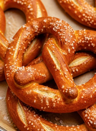 Authentic German soft pretzel recipe with chewy texture and golden brown crust.