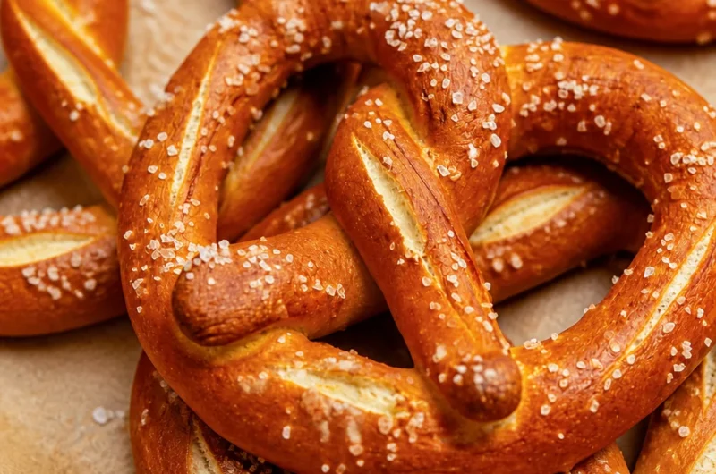 Authentic German soft pretzel recipe with chewy texture and golden brown crust.
