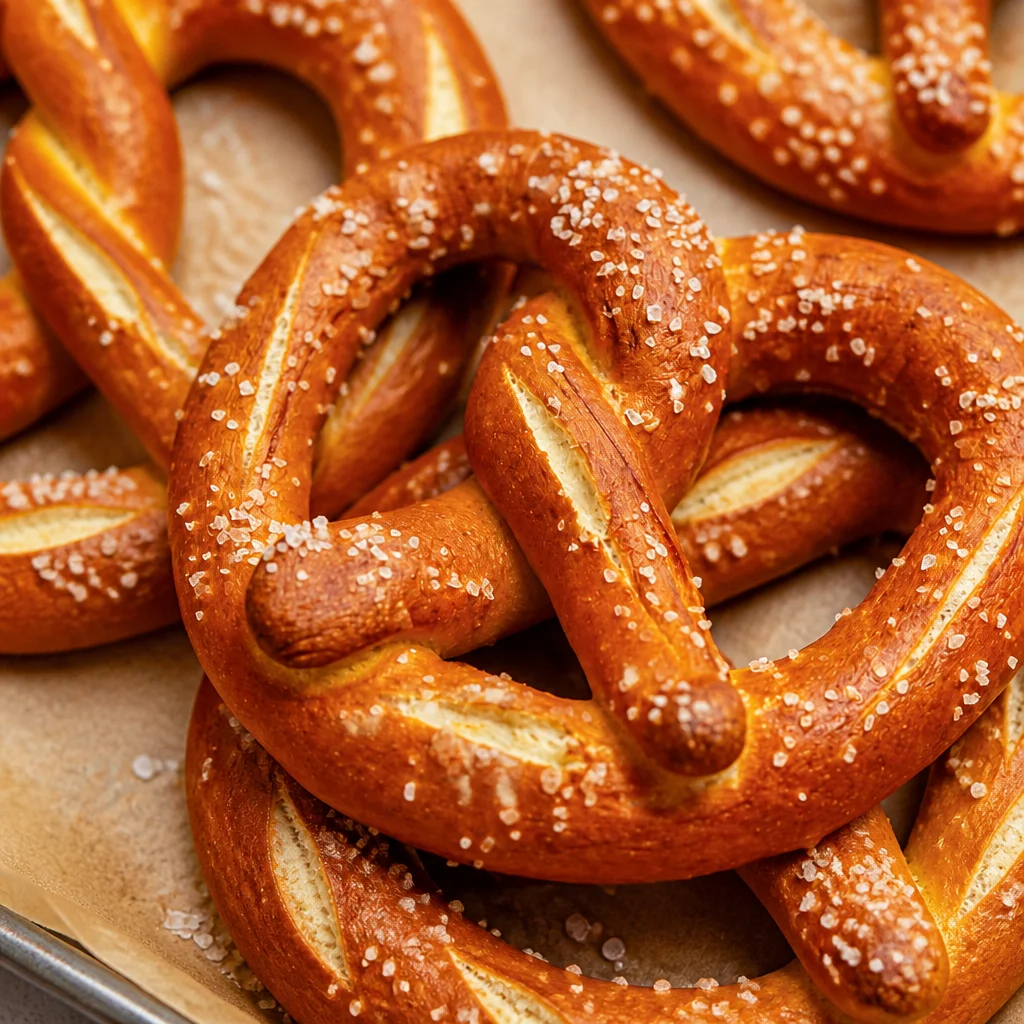 Authentic German soft pretzel recipe with chewy texture and golden brown crust.