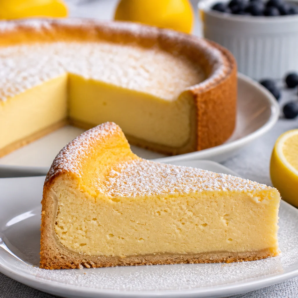 Delicious authentic German cheesecake (Käsekuchen) made from scratch with a fluffy texture.