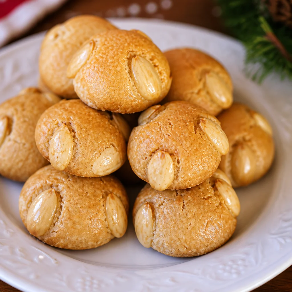 Authentic German Bethmännchen Marzipan Almond Cookies on a festive platter
