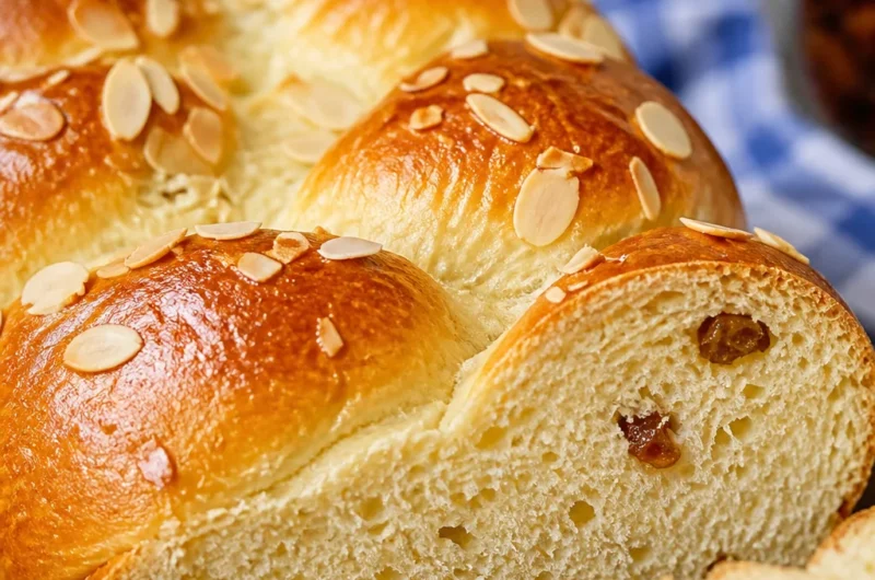Authentic German Rosinenbrötchen, sweet yeast raisin buns fresh out of the oven.