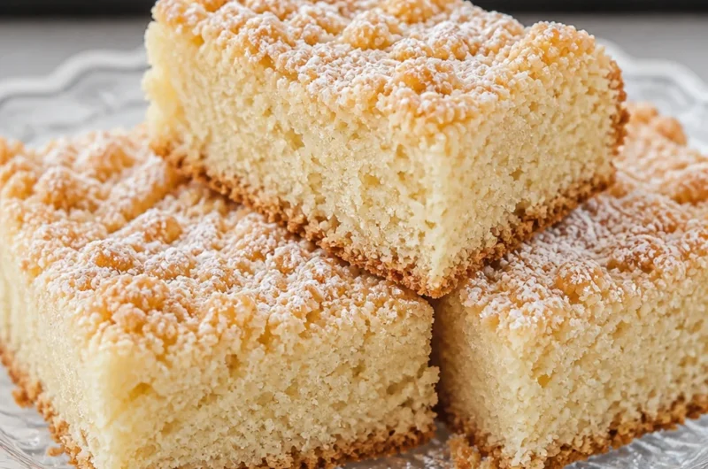 Traditional German Streuselkuchen, a moist crumb cake topped with buttery streusel.