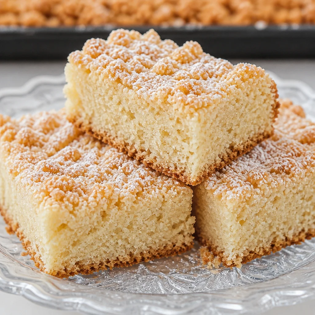 Traditional German Streuselkuchen, a moist crumb cake topped with buttery streusel.