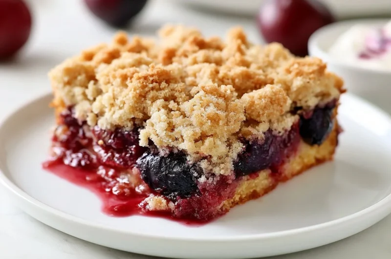 Golden German Plum Cake with ripe plums and a golden crust