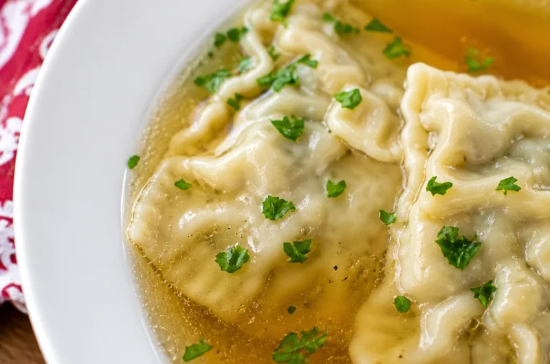 Classic German Maultaschen - Swabian stuffed pasta pockets filled with meat and spinach.