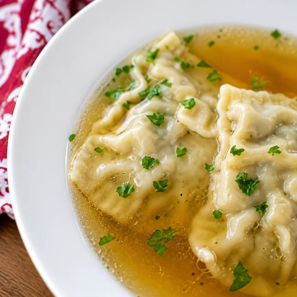 Classic German Maultaschen - Swabian stuffed pasta pockets filled with meat and spinach.