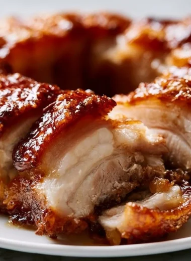 Deliciously roasted Spanferkel ready to be served at a festive gathering.