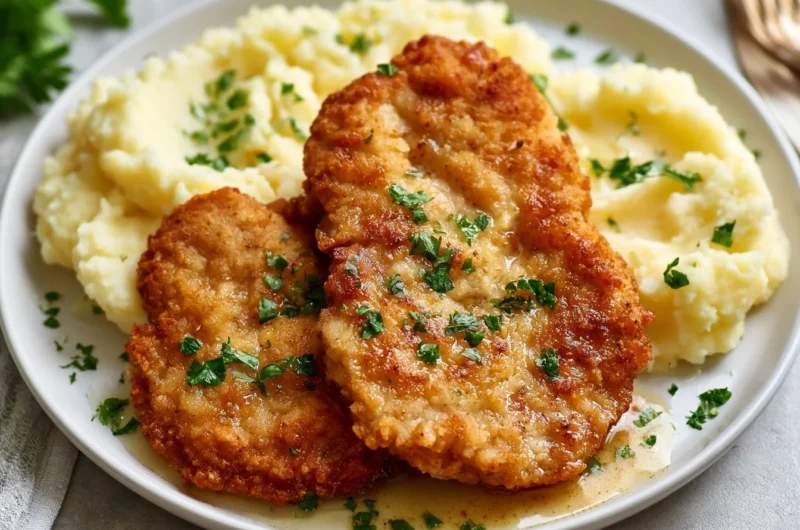 Delicious classic Wiener Schnitzel served with lemon and parsley garnish