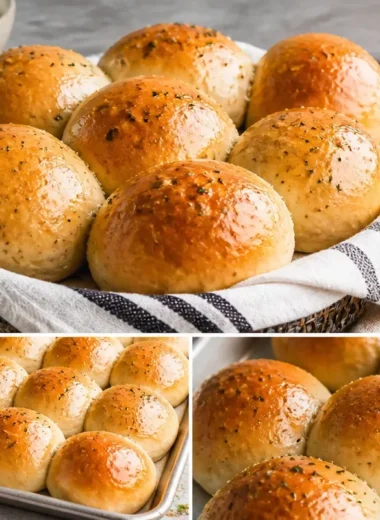 Freshly baked homemade garlic rolls on a rustic wooden table