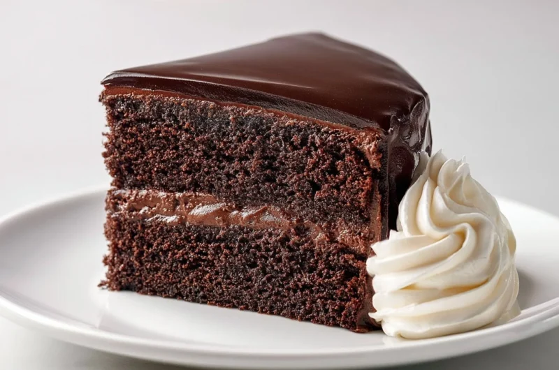 Delicious Sachertorte with apricot jam, a classic chocolate dessert