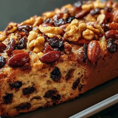 Traditional German Fruit Bread (Früchtebrot) with nuts and dried fruits
