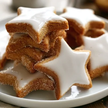 Traditional German Zimtsterne cookies, a festive cinnamon star treat.