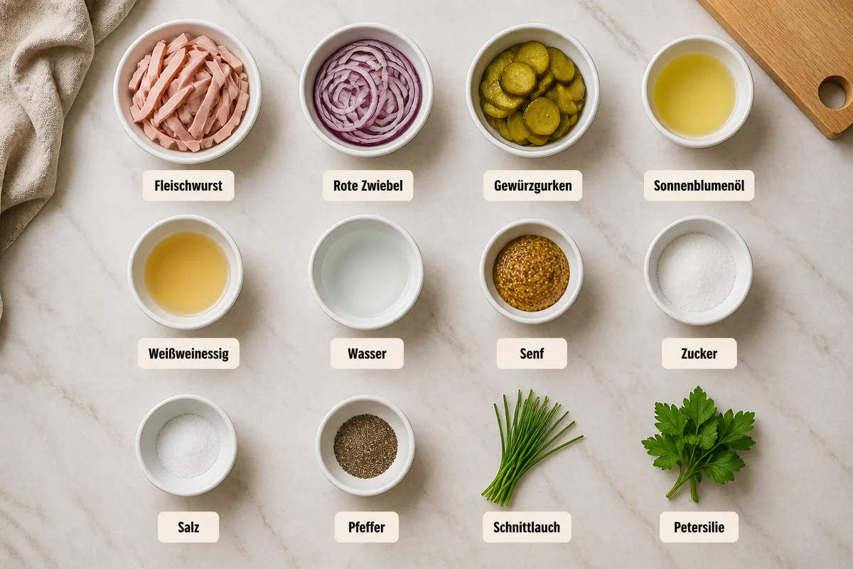 Einfache deutsche Wurstsalat (Bayerischer Wurstsalat)