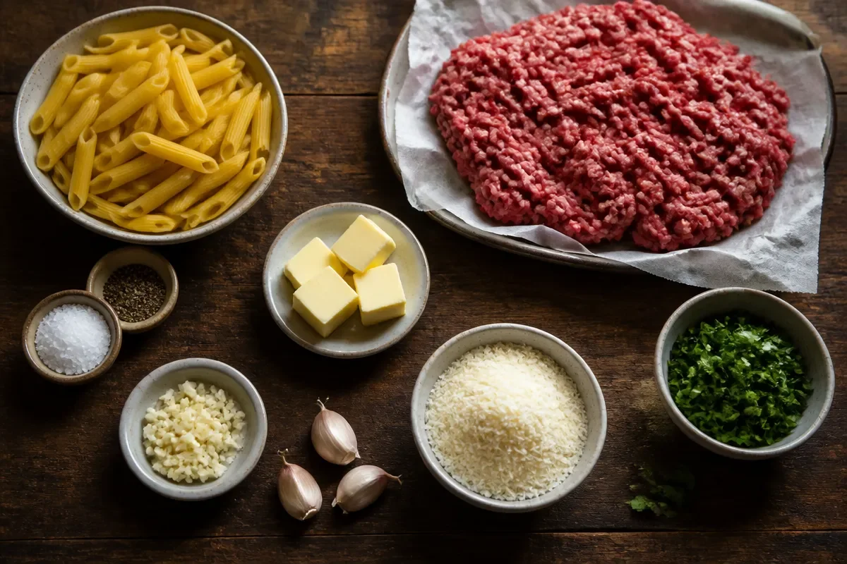 Garlic Butter Beef Pasta