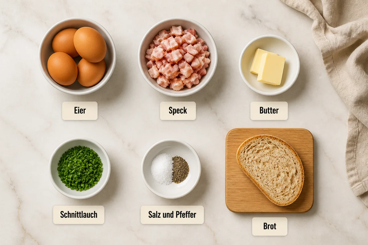 Schnelle Deutsche Rührei mit Speck
